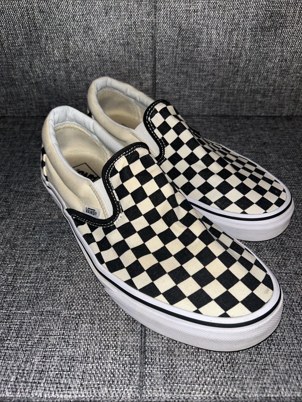 Vans Checkerboard Slip-On Sneakers in Black and White